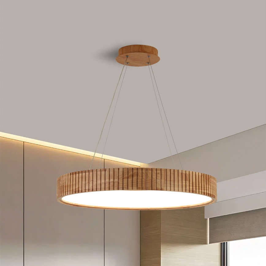 Brilagi – FALCON WOOD MODERN LED-pendel på kabel, 40 W LED / 230 V, 3000/4000/6000 K, Ø 60 cm, træ