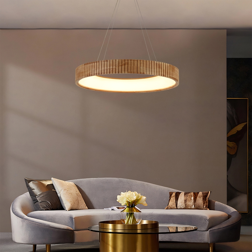 Brilagi – FALCON WOOD MODERN LED-pendel på kabel, 40 W LED / 230 V, 3000/4000/6000 K, Ø 60 cm, træ