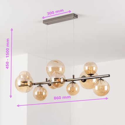 Brilagi - LED-lysekrone på wire MILLA 10xG9/3W/230V sort krom/guld