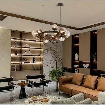 Brilagi - LED lysekrone på wire MILLA 15xG9/3W/230V brun/røgbrun