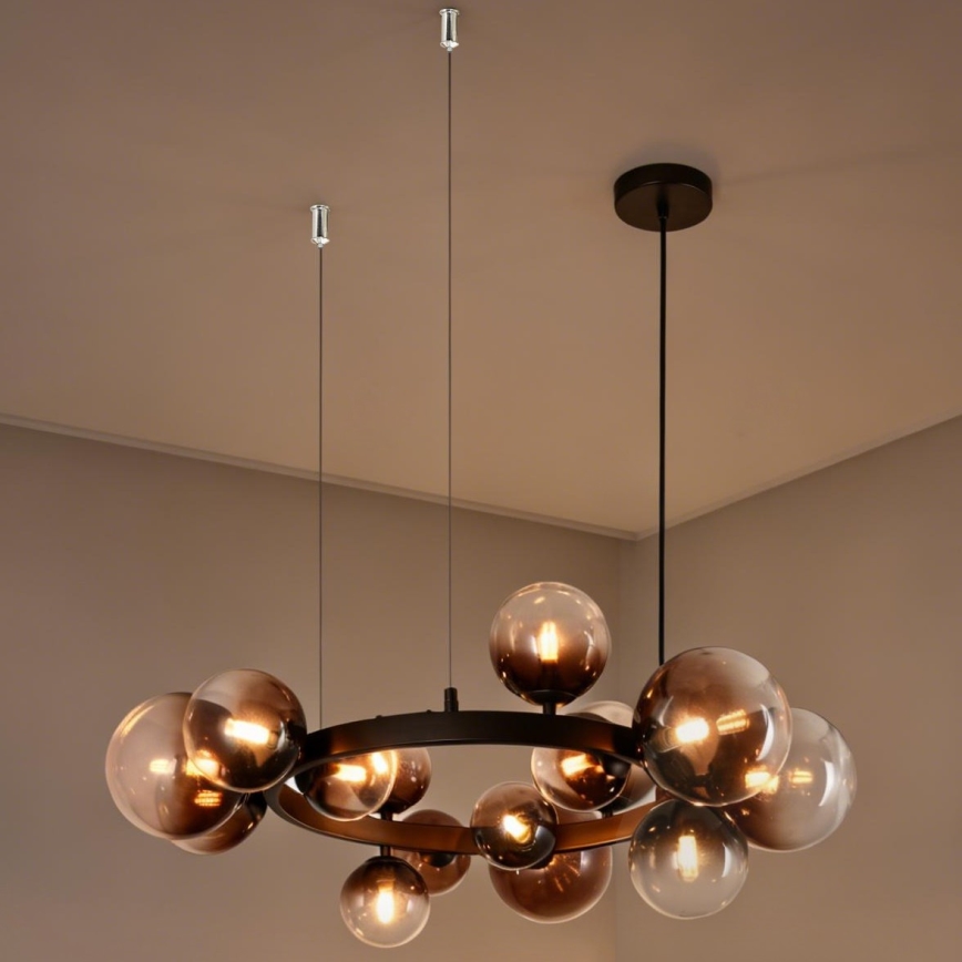 Brilagi - LED lysekrone på wire MILLA 15xG9/3W/230V brun/røgbrun