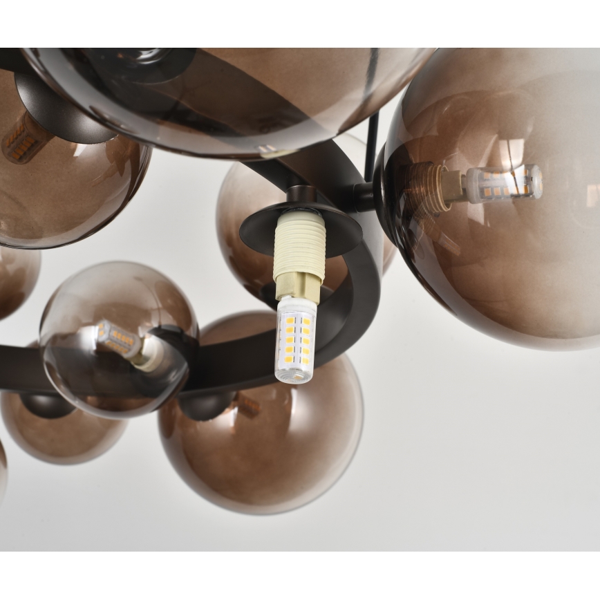 Brilagi - LED lysekrone på wire MILLA 15xG9/3W/230V brun/røgbrun