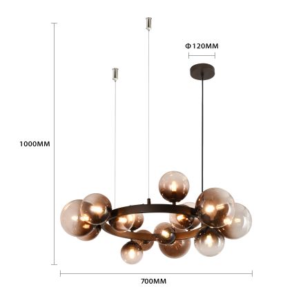 Brilagi - LED lysekrone på wire MILLA 15xG9/3W/230V brun/røgbrun