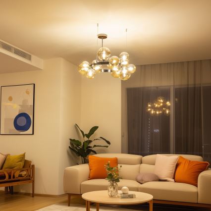 Brilagi - LED-lysekrone på wire MILLA 15xG9/3W/230V sort krom/guld