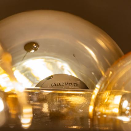 Brilagi - LED-lysekrone på wire MILLA 15xG9/3W/230V sort krom/guld