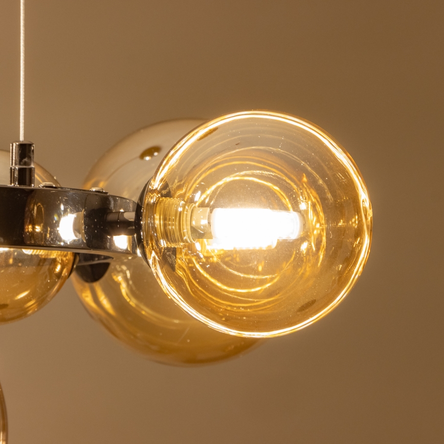 Brilagi - LED-lysekrone på wire MILLA 15xG9/3W/230V sort krom/guld