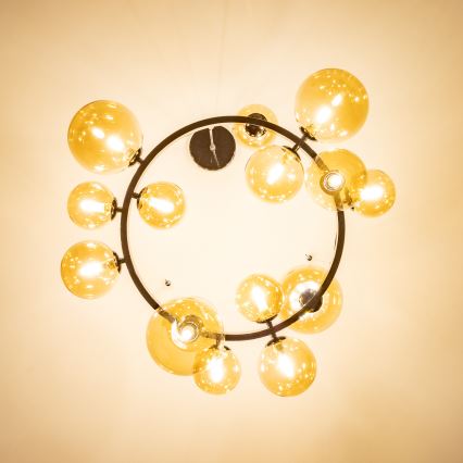 Brilagi - LED-lysekrone på wire MILLA 15xG9/3W/230V sort krom/guld