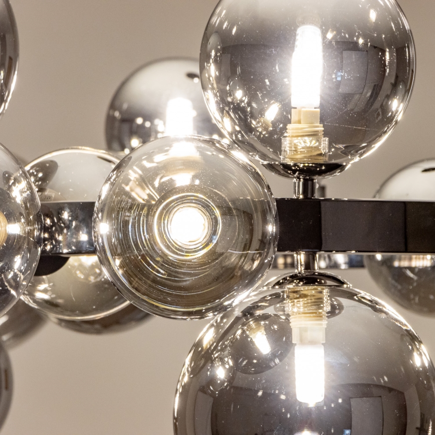 Brilagi - LED-lysekrone på wire MILLA 15xG9/3W/230V sort krom/røget