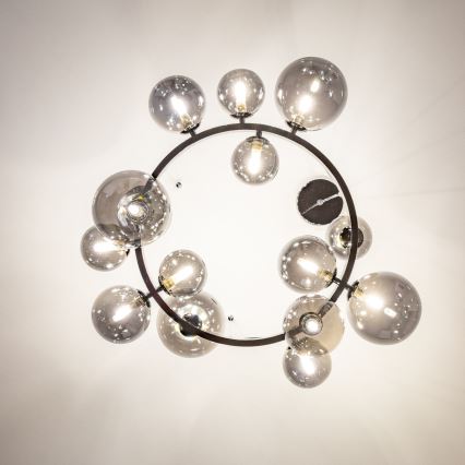 Brilagi - LED-lysekrone på wire MILLA 15xG9/3W/230V sort krom/røget