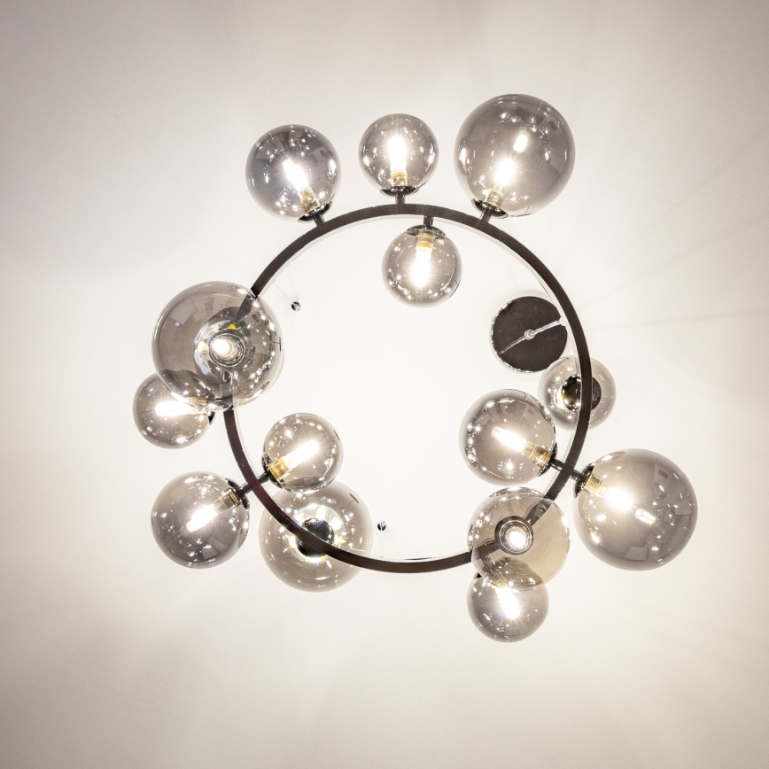 Brilagi - LED-lysekrone på wire MILLA 15xG9/3W/230V sort krom/røget