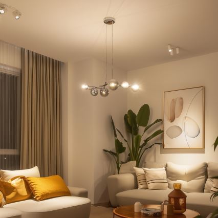 Brilagi - LED-lysekrone på wire MISTEL 6xG9/3W/230V sort krom/røgfarvet