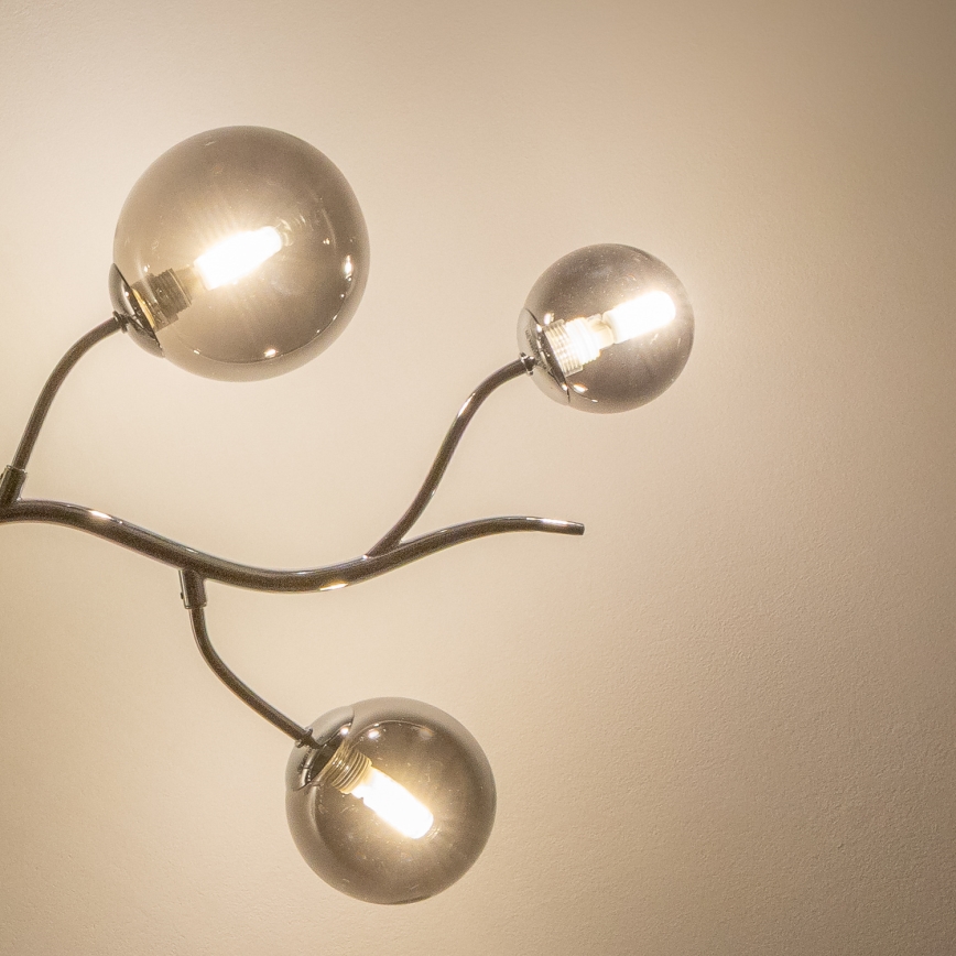 Brilagi - LED-lysekrone på wire MISTEL 6xG9/3W/230V sort krom/røgfarvet