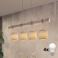 Brilagi - LED-lysekrone på wire NUBILA 4xE27/60W/230V grå/lysebrun