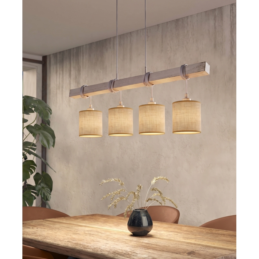 Brilagi - LED-lysekrone på wire NUBILA 4xE27/60W/230V grå/lysebrun