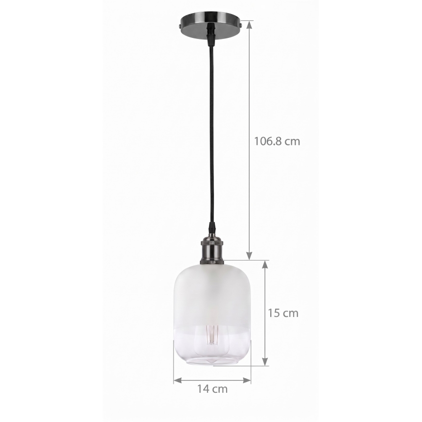 BRILAGI - LED-lysekrone på wire RETRO GLASS 1xE27/60W/230V Ø 14 cm sort/hvid