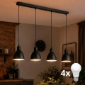 Brilagi - LED-lysekrone på wire RIDDY 4xE27/60W/230V sort