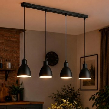 Brilagi - LED-lysekrone på wire RIDDY 4xE27/60W/230V sort