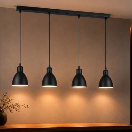 Brilagi - LED-lysekrone på wire RIDDY 4xE27/60W/230V sort