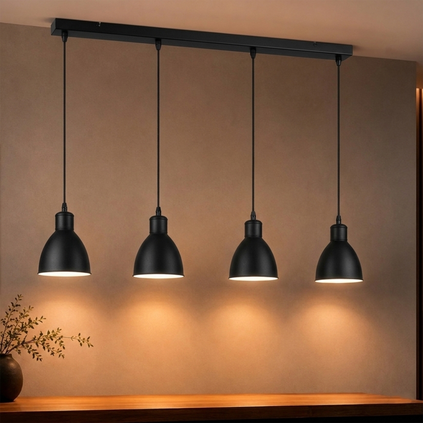 Brilagi - LED-lysekrone på wire RIDDY 4xE27/60W/230V sort