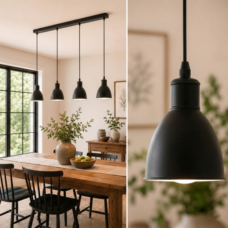 Brilagi - LED-lysekrone på wire RIDDY 4xE27/60W/230V sort