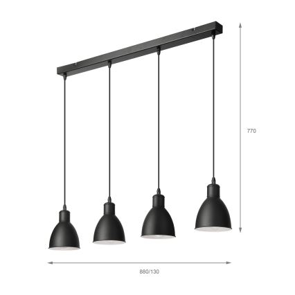 Brilagi - LED-lysekrone på wire RIDDY 4xE27/60W/230V sort