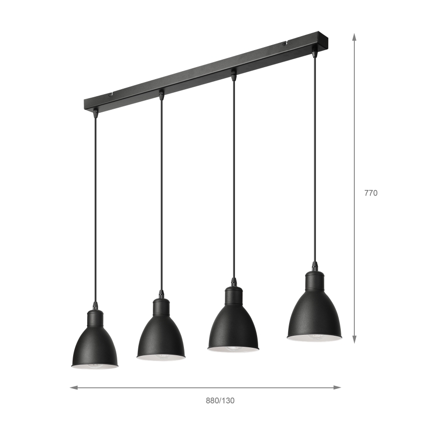 Brilagi - LED-lysekrone på wire RIDDY 4xE27/60W/230V sort