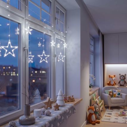 BRILAGI - LED lysgardin 77xLED/3xAA/USB 1,8 m koldt hvidt lys