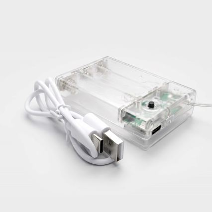 BRILAGI - LED lysgardin 77xLED/3xAA/USB 1,8 m koldt hvidt lys