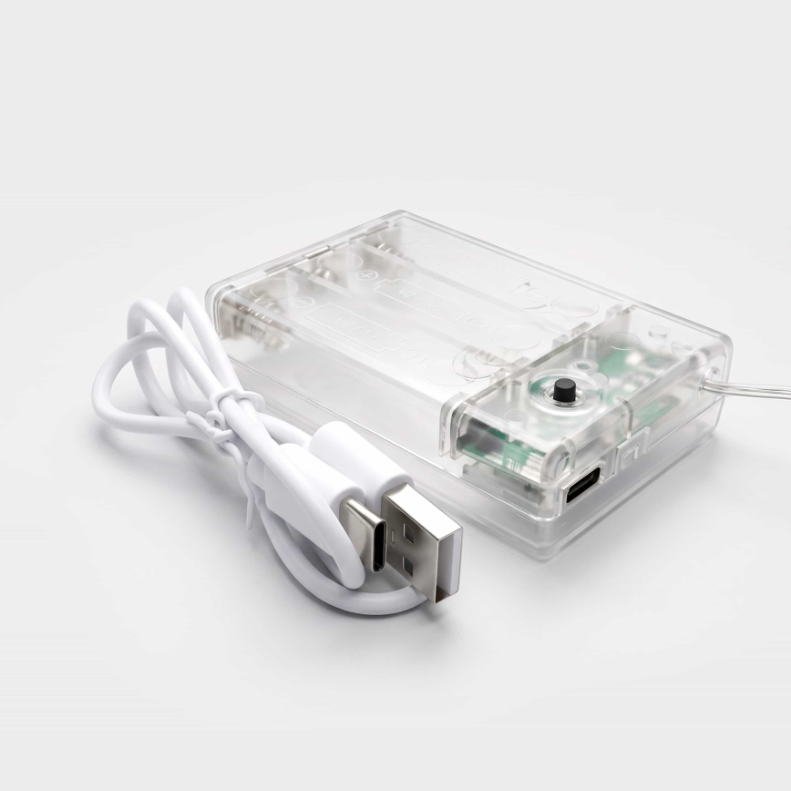 BRILAGI - LED lysgardin 77xLED/3xAA/USB 1,8 m koldt hvidt lys