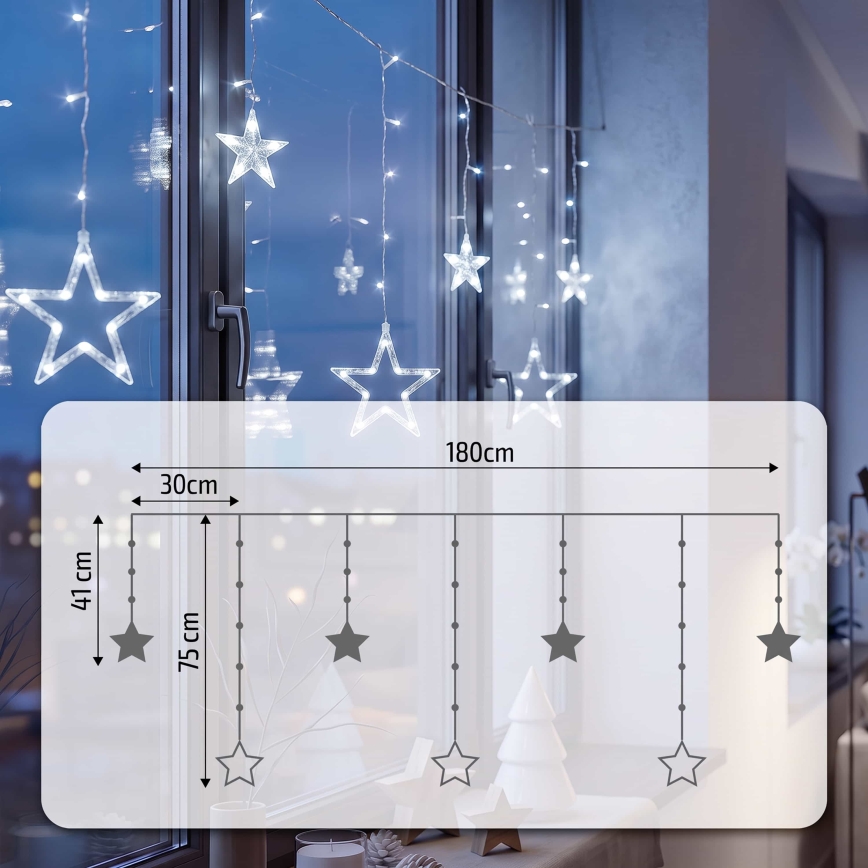 BRILAGI - LED lysgardin 77xLED/3xAA/USB 1,8 m koldt hvidt lys