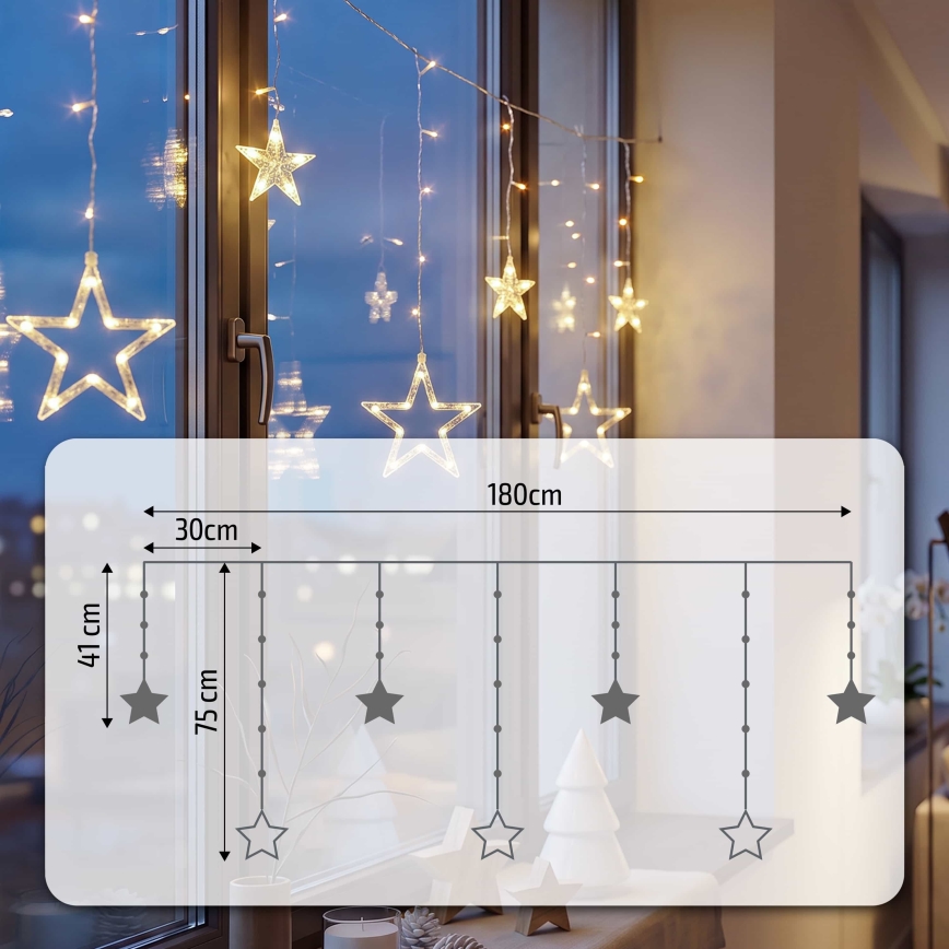 BRILAGI - LED lysgardin 77xLED/3xAA/USB 1,8 m varmt hvidt lys