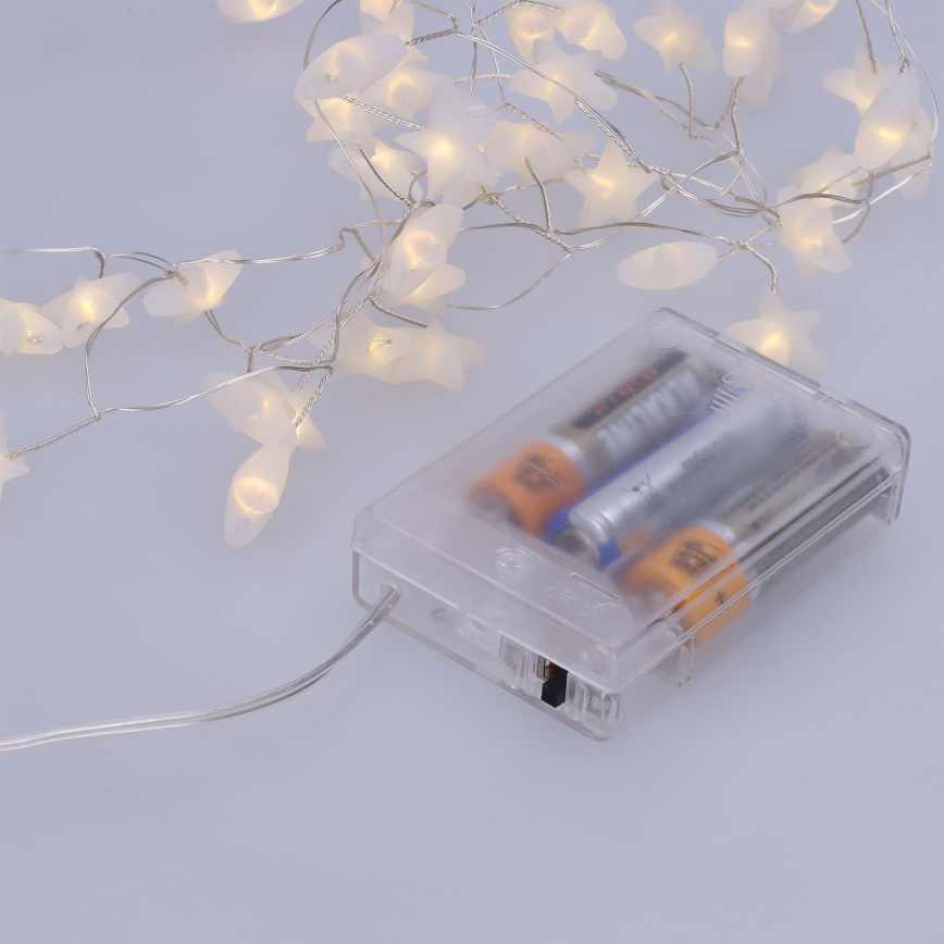 Brilagi - LED-lyskæde 40xLED/3xAA 1,8m varm hvid med stjerner