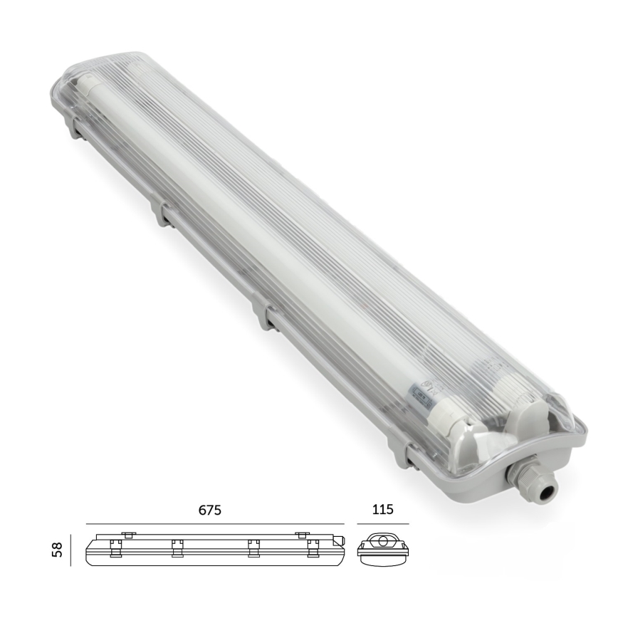 Brilagi - LED kraftig fluorescerende lys OPTIMA T8 2xG13/9W/230V 4000K IP65 67,5 cm