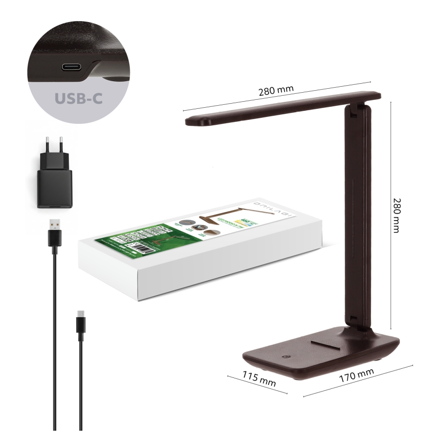 Brilagi - Dæmpbar LED-bordlampe MODO LED/7W/230V 3000/4000/6500K brun