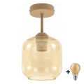 BRILAGI - LED monteret lysekrone RETRO GLASS 1xE27/60W/230V Ø 14 cm beige/røget beige