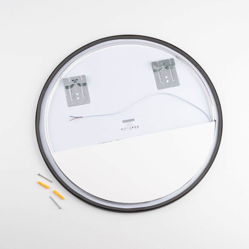 Brilagi - LED badeværelsesspejl NOVARA LED/19W/230V Ø 60 cm sort IP44 CRI 90 dæmpbart + CCT