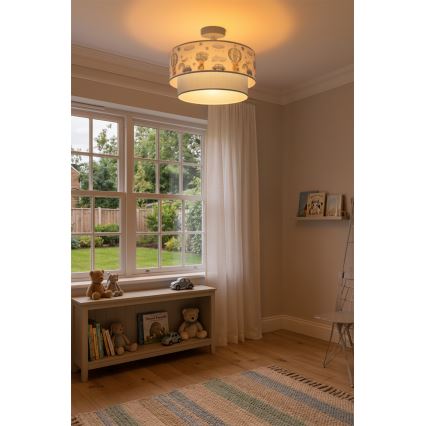 Brilagi - LED overflademonteret børnelampe BOBO 1xE27/10W/230V Ø 40 cm creme/blå/med bamser