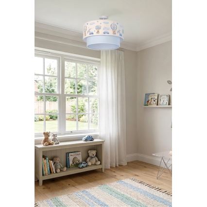 Brilagi - LED overflademonteret børnelampe BOBO 1xE27/10W/230V Ø 40 cm creme/blå/med bamser