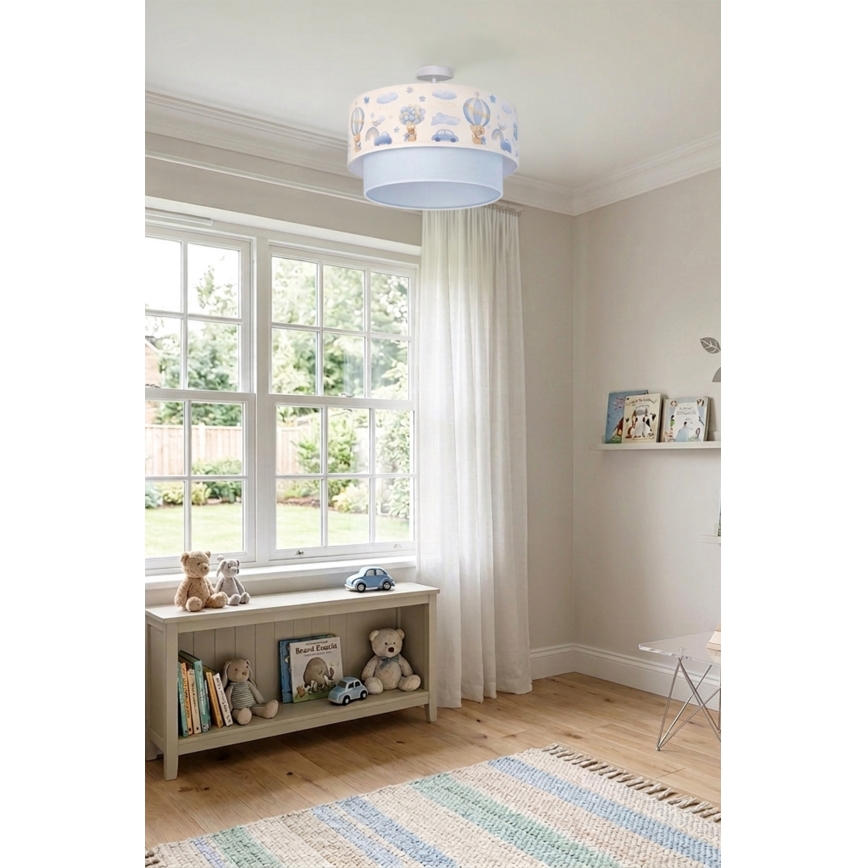 Brilagi - LED overflademonteret børnelampe BOBO 1xE27/10W/230V Ø 40 cm creme/blå/med bamser