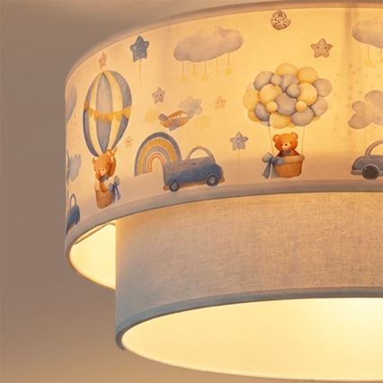 Brilagi - LED overflademonteret børnelampe BOBO 1xE27/10W/230V Ø 40 cm creme/blå/med bamser