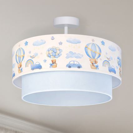 Brilagi - LED overflademonteret børnelampe BOBO 1xE27/10W/230V Ø 40 cm creme/blå/med bamser