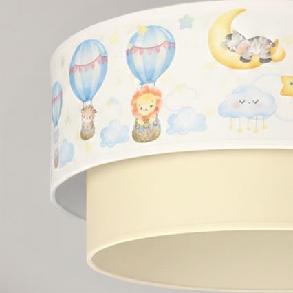 Brilagi - LED børneplafond BOBO 1xE27/60W/230V Ø 40 cm hvid/beige/med dyremotiv