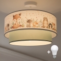 Brilagi - LED overflademonteret børnelampe BOBO 1xE27/60W/230V Ø 40 cm hvid/grøn med dyremotiv