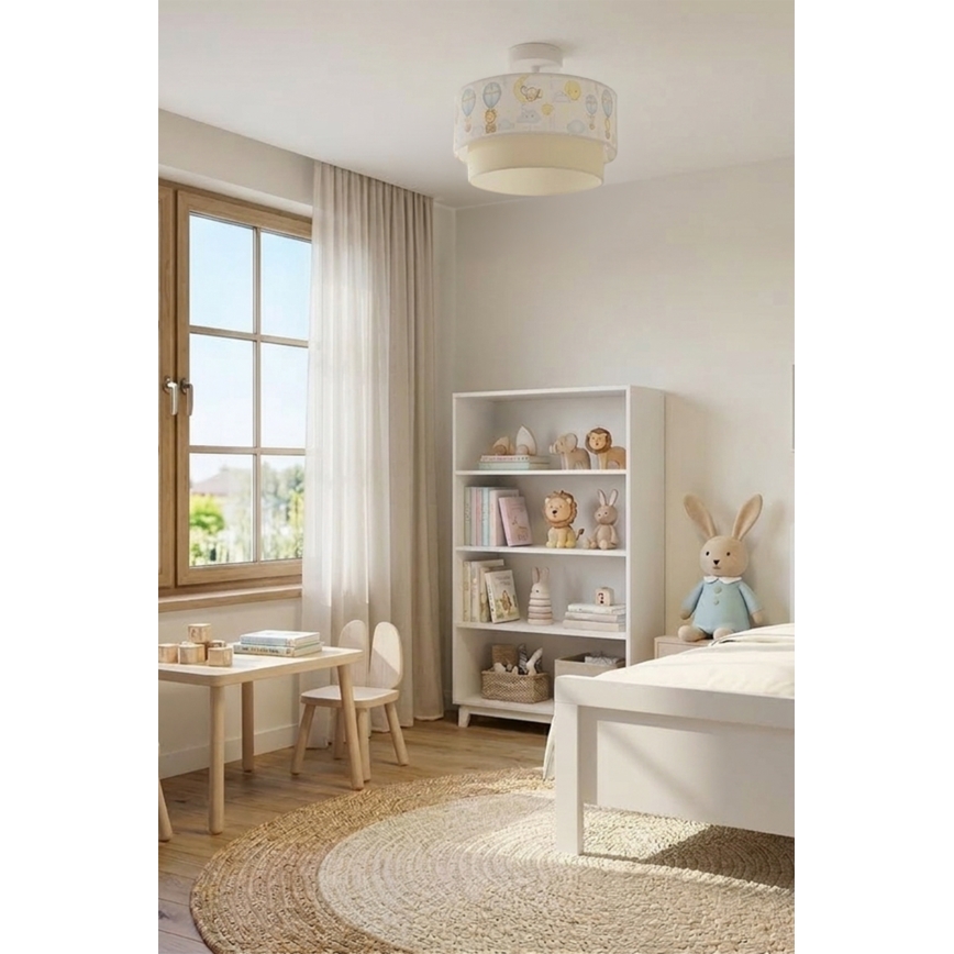 Brilagi - LED børneplafond BOBO 1xE27/10W/230V Ø 40 cm hvid/beige med søde dyremotiver