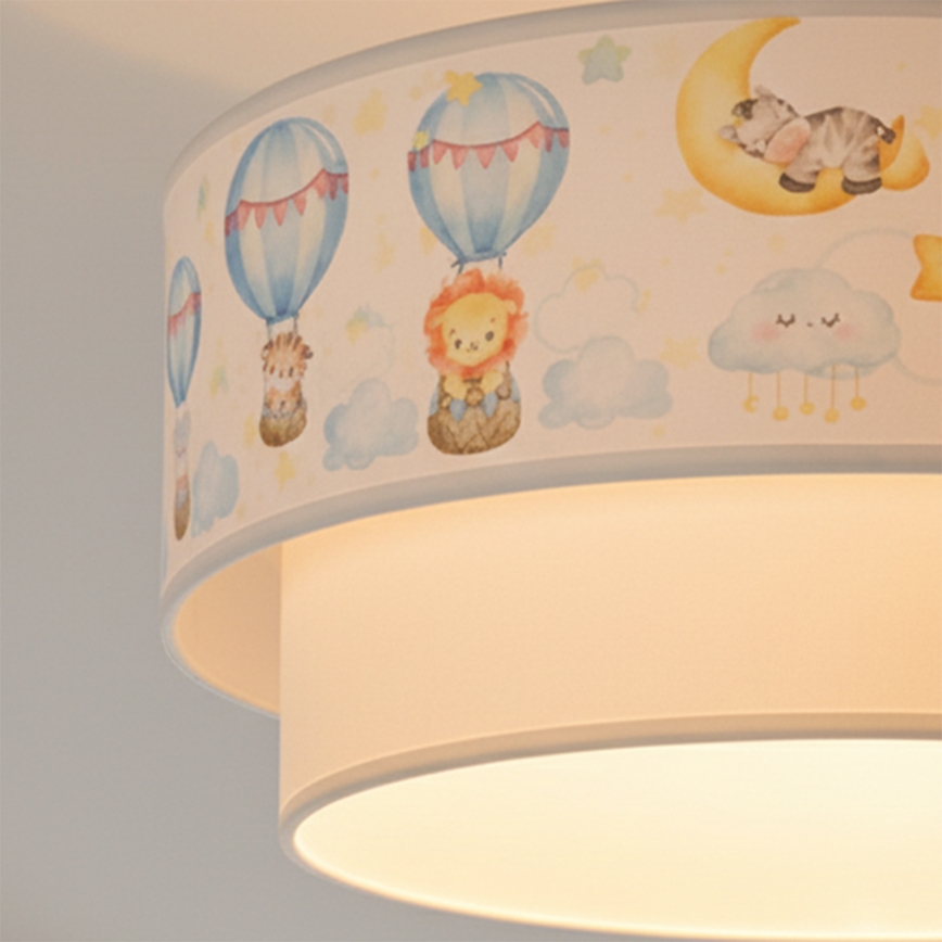 Brilagi - LED børneplafond BOBO 1xE27/10W/230V Ø 40 cm hvid/beige med søde dyremotiver