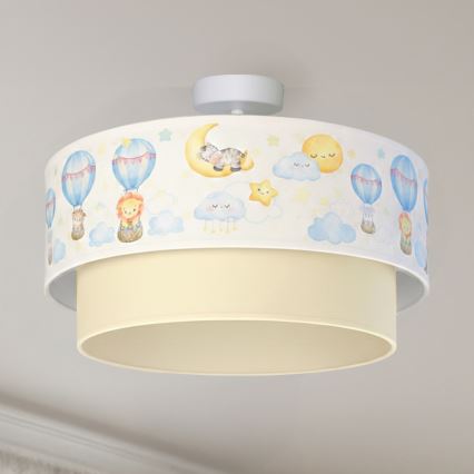 Brilagi - LED børneplafond BOBO 1xE27/10W/230V Ø 40 cm hvid/beige med søde dyremotiver