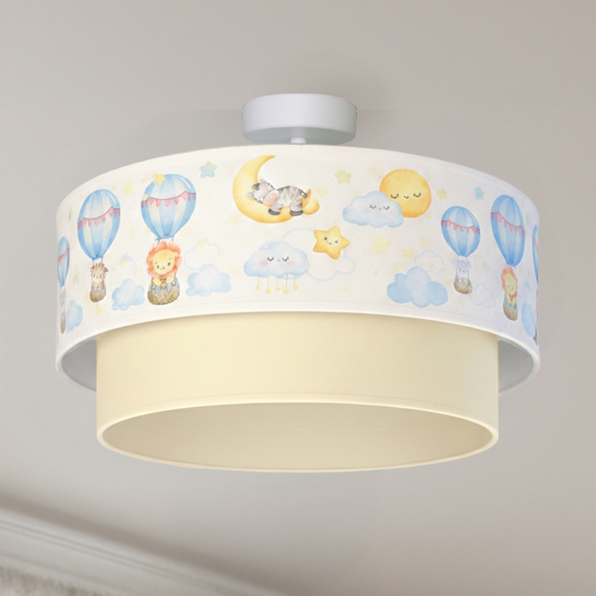 Brilagi - LED børneplafond BOBO 1xE27/10W/230V Ø 40 cm hvid/beige med søde dyremotiver