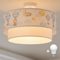 Brilagi-LED overflademonteret børneplafond BOBO 1xE27/60W/230V Ø 40 cm hvid/beige/med dyremotiv