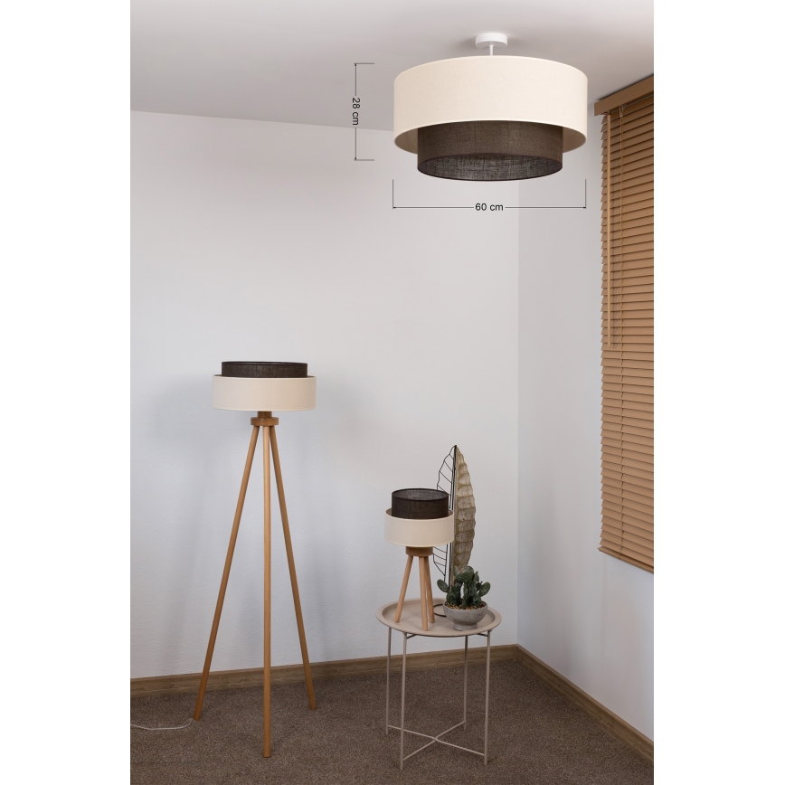 Brilagi - LED overflademonteret loftlampe BOHO-stil 3xE27/15W/230V Ø 60 cm creme/brun
