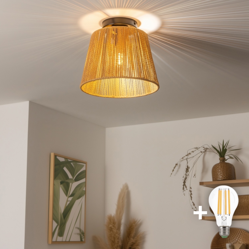 Brilagi - LED overflademonteret loftlampe CERIA BOHO 1xE27/40W/230V Ø 28 cm brun